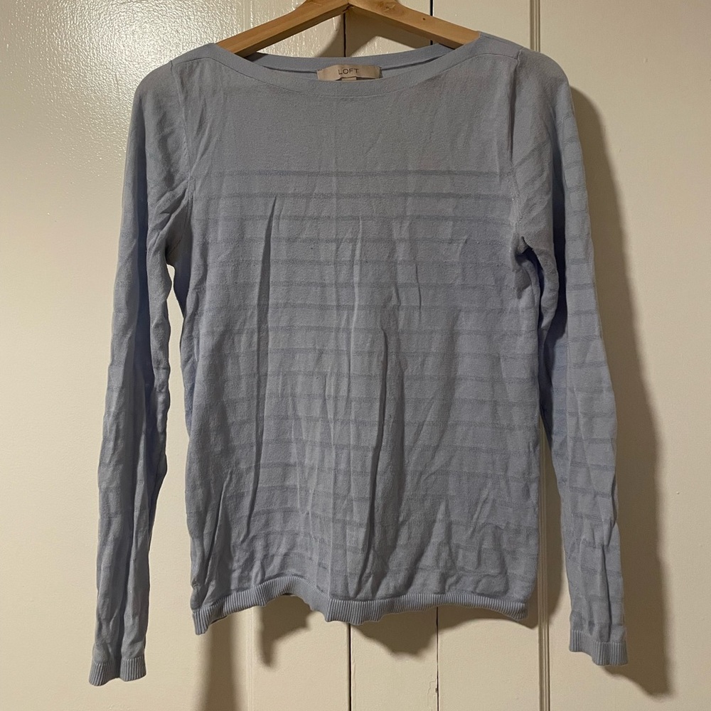 LOFT: baby blue striped soft sweater
